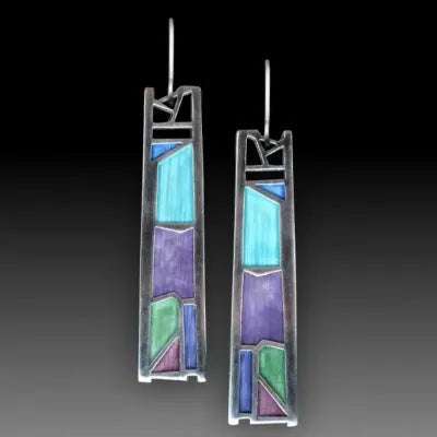 Silver water drop-shaped irregular women's earrings with electroplated finish