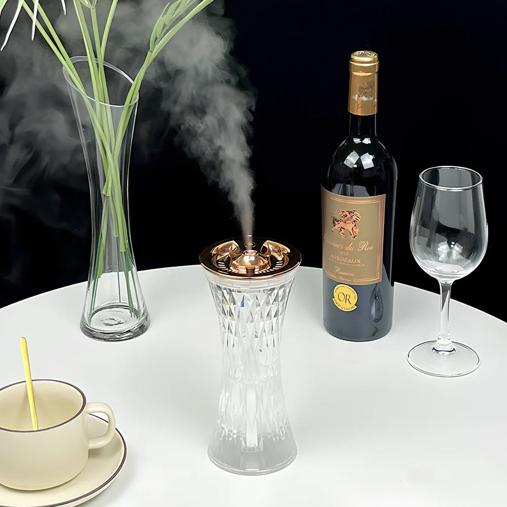 Wild Waist desktop humidifier with 270mL tank, romantic atmosphere lamp, ABS shell 86x86x193mm, USB powered, 315g