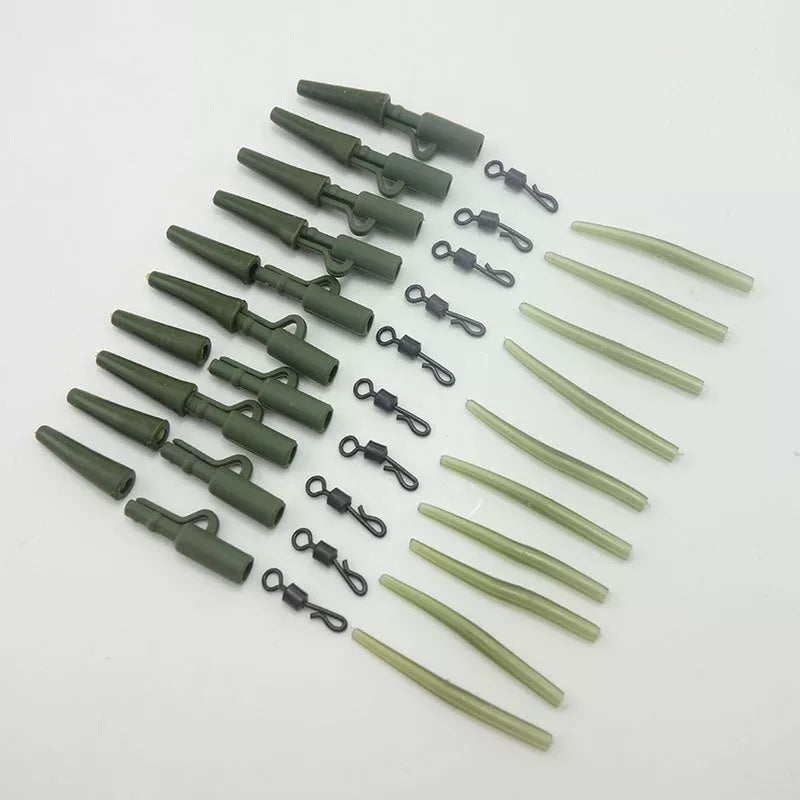 Grass green ABS alloy copper carp fishing gear accessories, 40-piece set