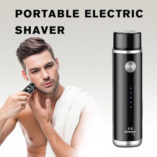 ARECTECH Mini Electric Shaver with double-blade for men, portable and rechargeable