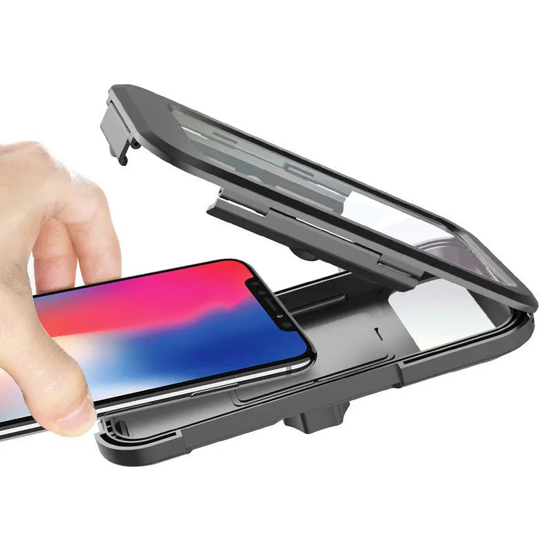 Black waterproof adjustable bicycle motorcycle phone holder mount with magnetic suction for 4-6.7 inch smartphones