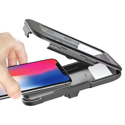 Black waterproof adjustable bicycle motorcycle phone holder mount with magnetic suction for 4-6.7 inch smartphones