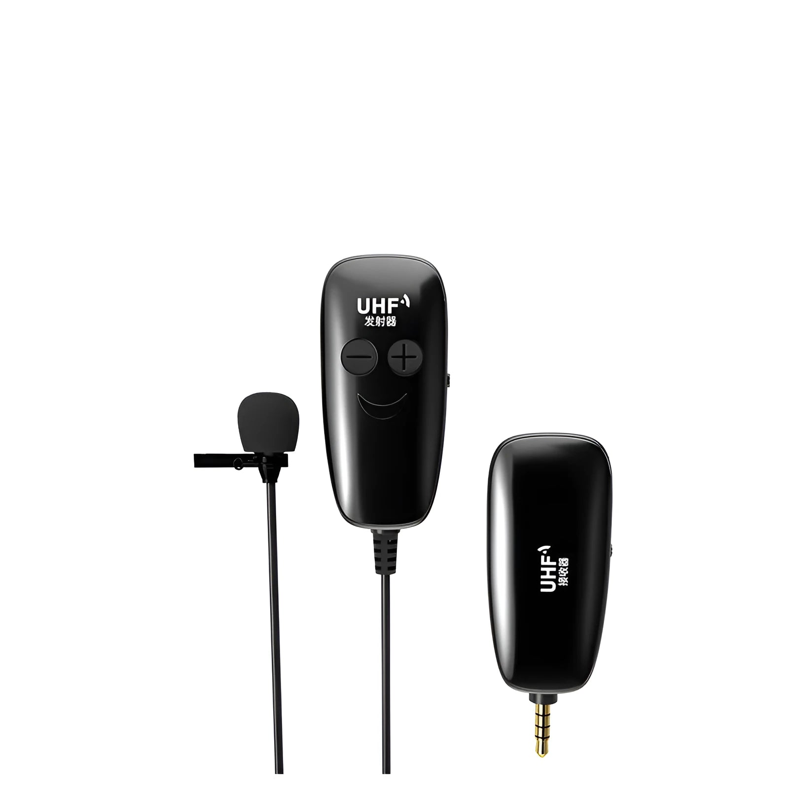 Black lavalier microphone with 3.5mm plug for mobile phone recording
