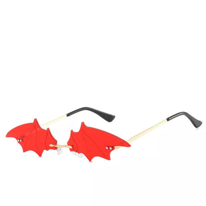 Bat-shaped sunglasses in various colors with UVA and UVB protection