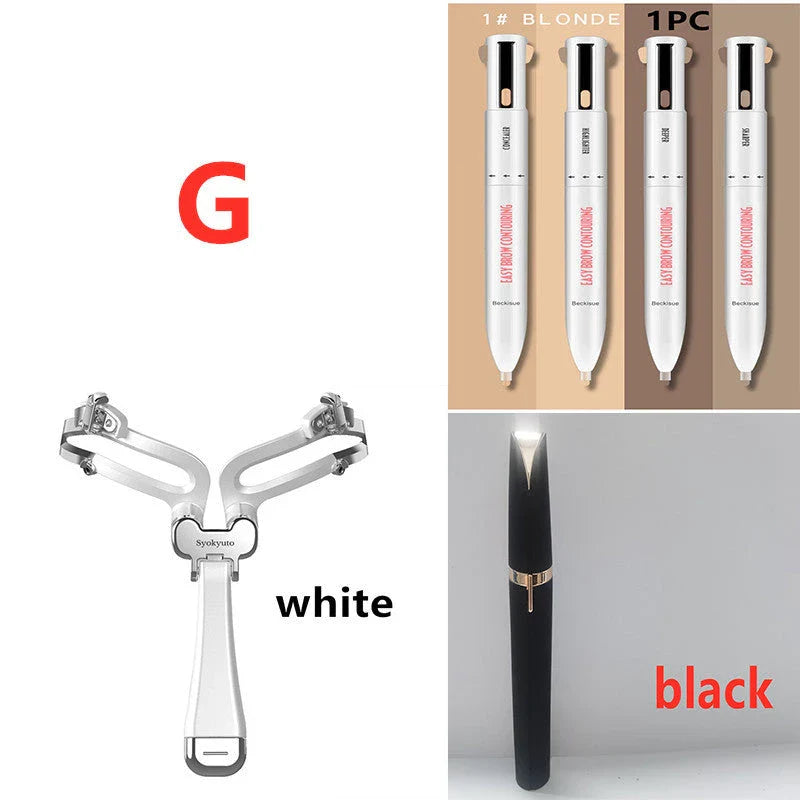 Adjustable 3-in-1 eyebrow shaping set with LED light, eyebrow pencil, and trimmer for perfect, professional-looking brows