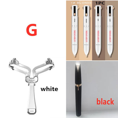 Adjustable 3-in-1 eyebrow shaping set with LED light, eyebrow pencil, and trimmer for perfect, professional-looking brows