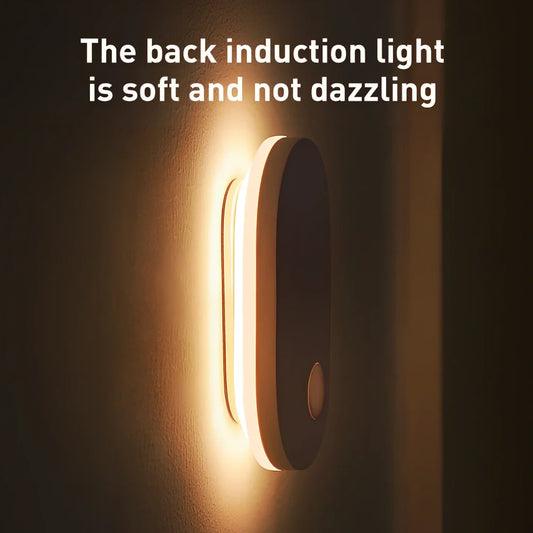 Human induction home light with magnetic base showing back lighting ring design and compact 108mm size