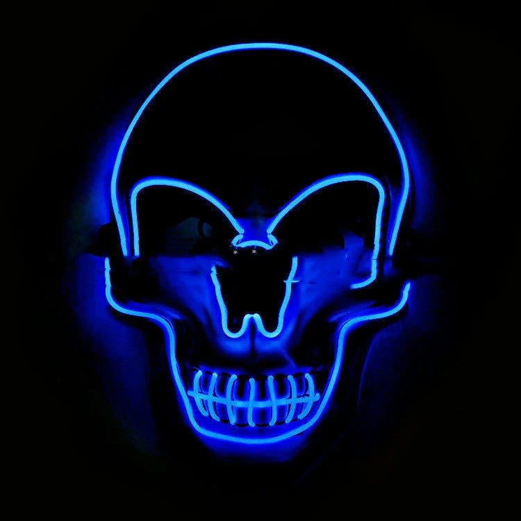 A bone-chilling LED-illuminated skull Halloween mask with adjustable lighting modes for spooky holiday fun