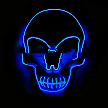 A bone-chilling LED-illuminated skull Halloween mask with adjustable lighting modes for spooky holiday fun