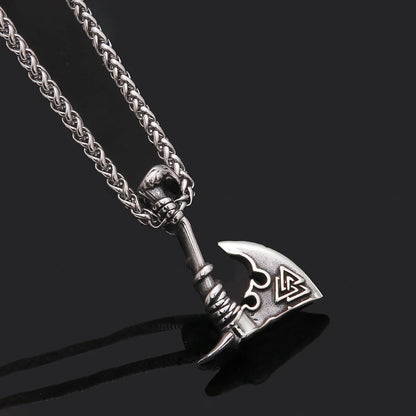 Men's stainless steel axe pendant necklace with orchid chain, stylish and durable jewelry
