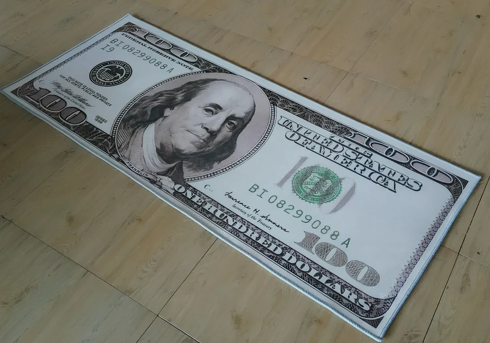 Retro dollar print fashion carpet in multiple sizes from 40cm to 80cm width options for entrance and corridor use