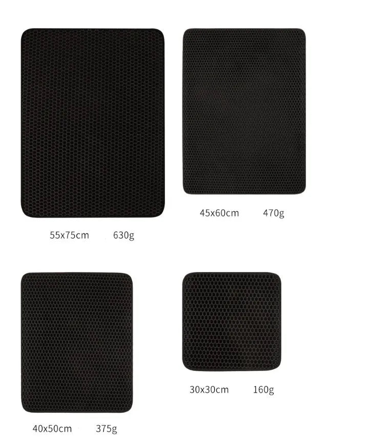 EVA double-layer cat litter mat in black, brown, grey, light blue or pink, sizes S to XL
