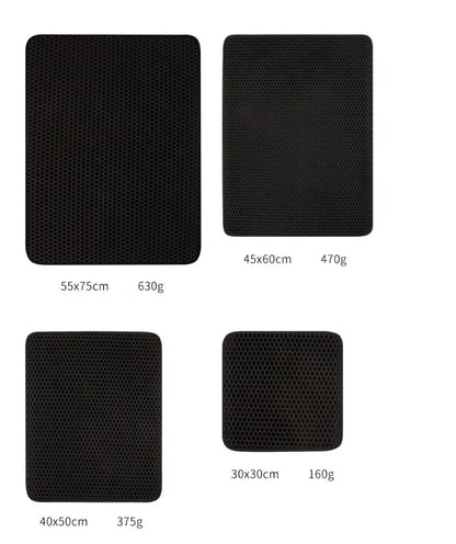 EVA double-layer cat litter mat in black, brown, grey, light blue or pink, sizes S to XL