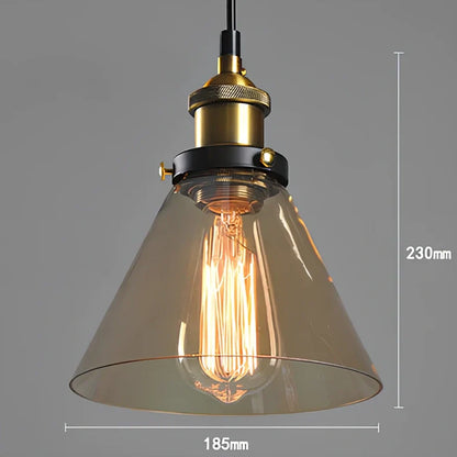 Nordic retro glass chandelier with fishing line design and LED lighting in amber, soot, or transparent finish