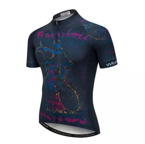 Men's skull design cycling jersey for outdoor sports, available in sizes XS to 3XL