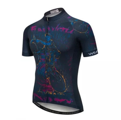 Men's skull design cycling jersey for outdoor sports, available in sizes XS to 3XL
