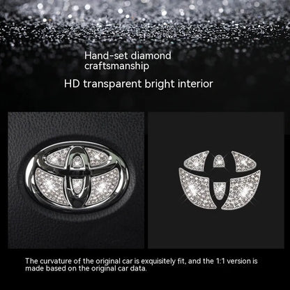 Zinc alloy diamond decorative sticker for Toyota steering wheel centre cap labelling