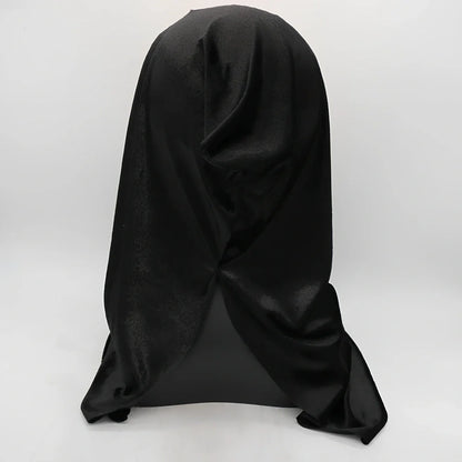 Black latex Halloween witch mask with full facial coverage and realistic texture details for adult costume parties