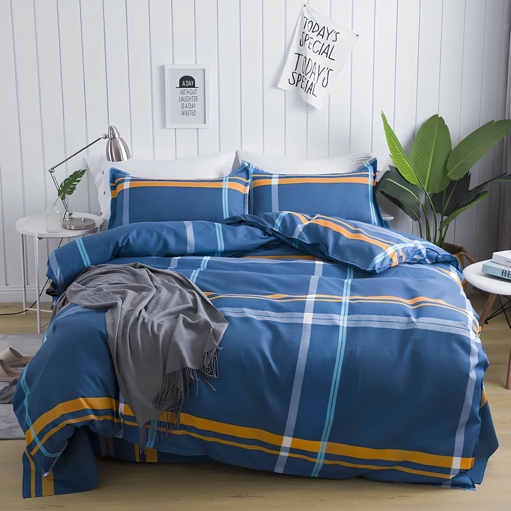 Aloe cotton single bed sheet in Dandelion colour showing 100% cotton fabric with three size options from 180x230cm to 230x230cm