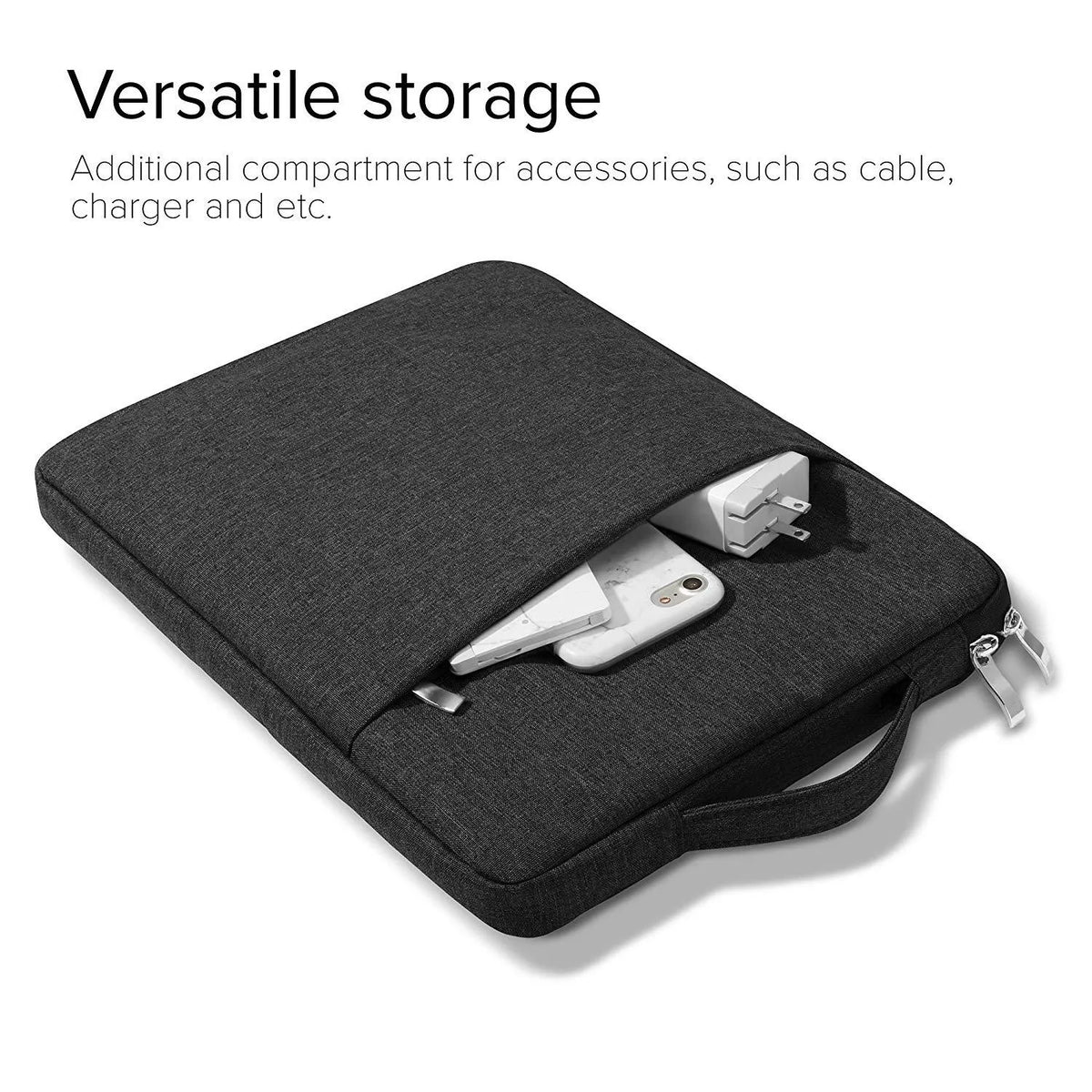 Canvas tablet case handbag in grey colour with thicken anti-fall protection for student Pro 12.9 devices