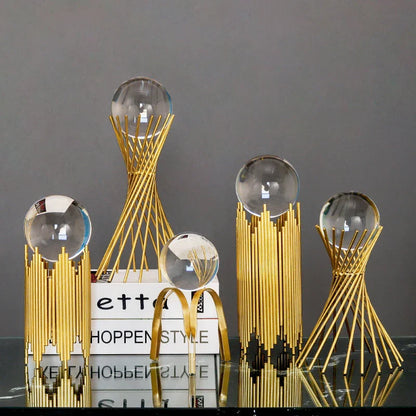 Elegant crystal ball home decor ornaments with premium metal craftsmanship and luxurious golden electroplating