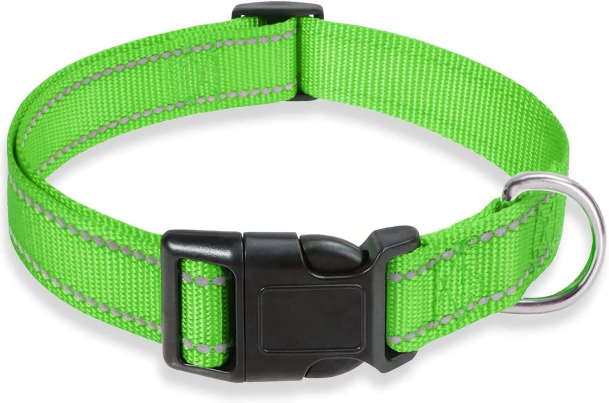 Adjustable nylon dog collar with chest strap in multiple colour options for secure walking