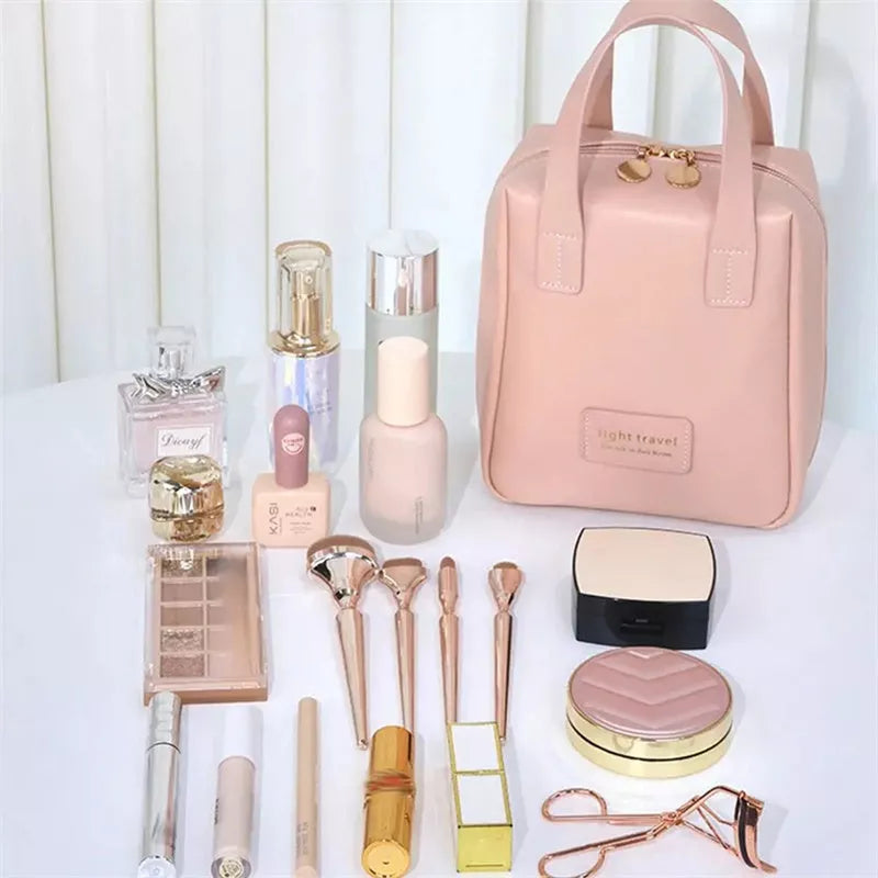 Shell-shaped waterproof PU leather cosmetic bag in various colors