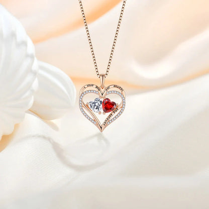 Elegant S925 silver double heart necklace with rhinestone accents, a beautiful and versatile Valentine's Day gift