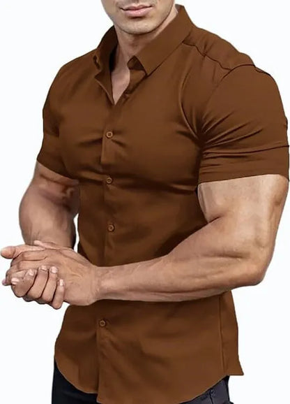 Men's casual short sleeve printed shirt in polyester available in multiple colours and sizes S to 5XL