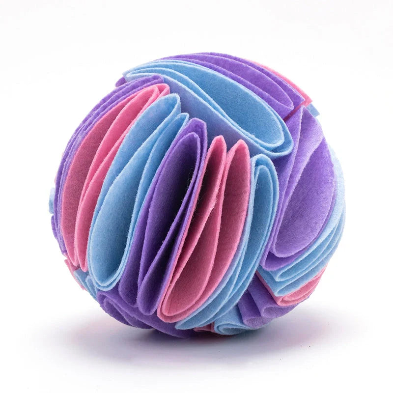 Foldable Dog Snuffle Ball Training Toy in various colors and sizes