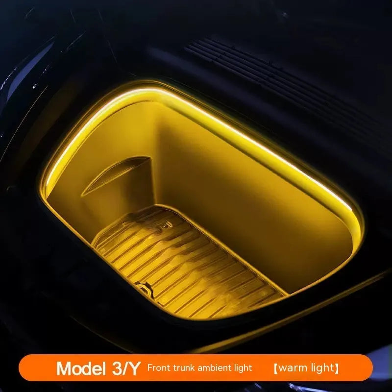 Tesla Model 3 and Y front ambient lighting kit with soft silicone LED strip in three colour options