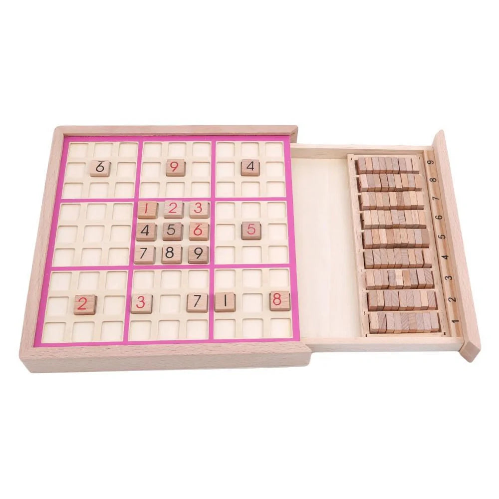 Children's beech wood Sudoku Chess folding game table with color options