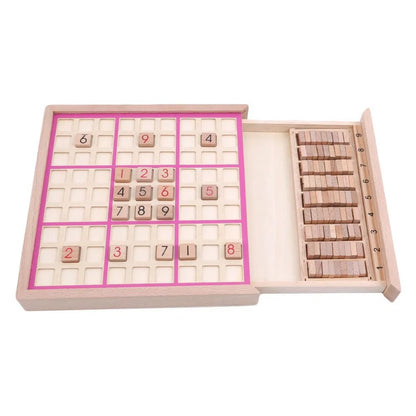 Children's beech wood Sudoku Chess folding game table with color options