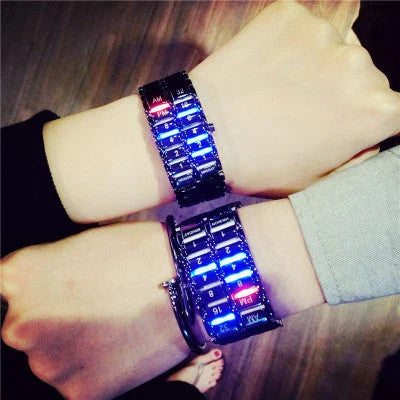 Stylish LED digital watch with sleek, minimalist design and vibrant display for men and women