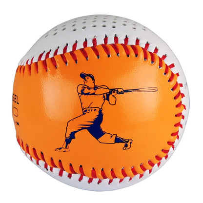 Baseball home design Bluetooth speaker in green colour showing front grille and USB port