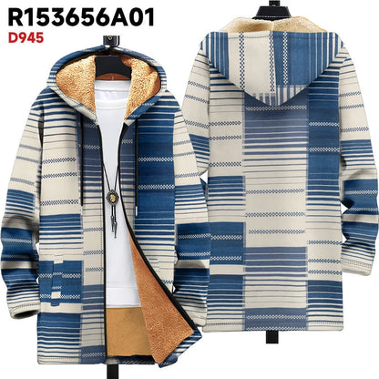 Men's multicolour printed hooded cardigan jacket with front zipper in loose casual fit