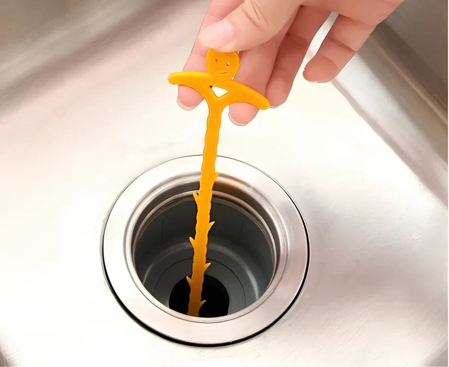 51cm flexible kitchen pipe dredging hook with colour-coded smiling face handles