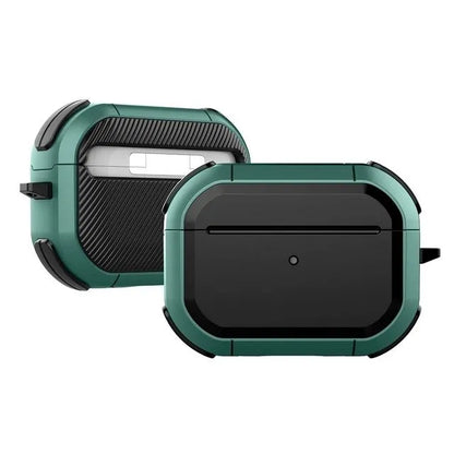 Black TPU and PC protective shell case for Apple AirPods 1, 2, and AirPods Pro charging case