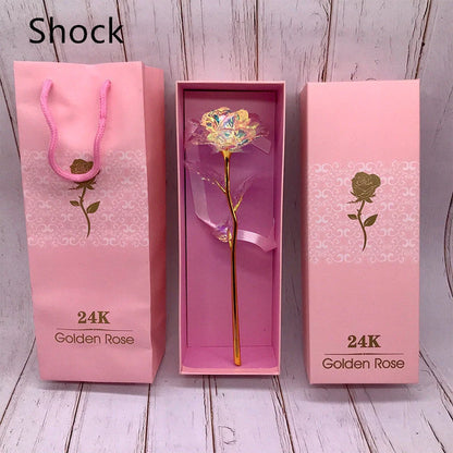 Handmade 24K gold rose flower set in elegant gift box