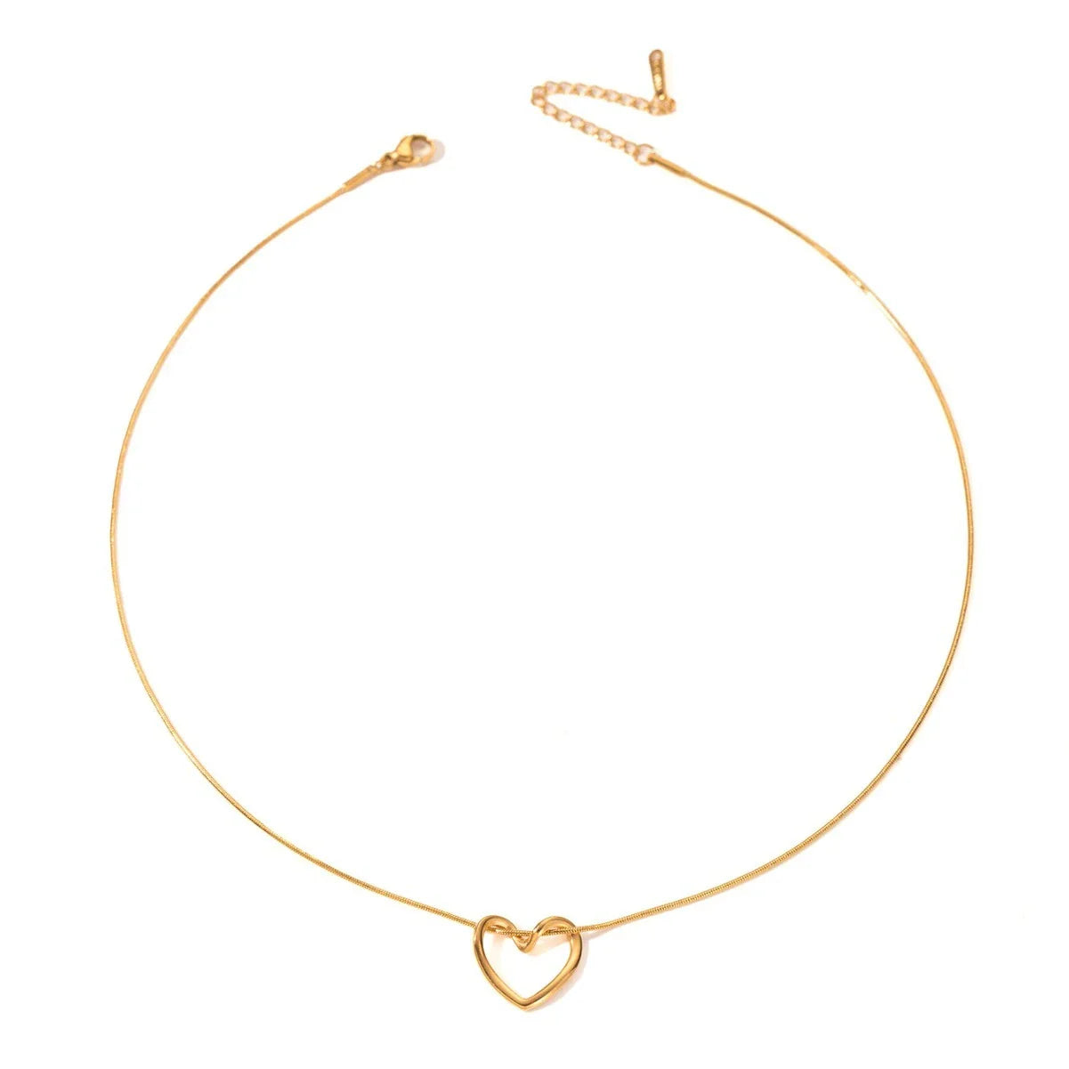 Stylish titanium steel heart pendant necklace with unique twist design, available in gold and silver colors