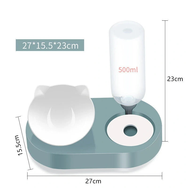 Two-in-One Pet Bowl with Automatic Water Dispenser in various colors