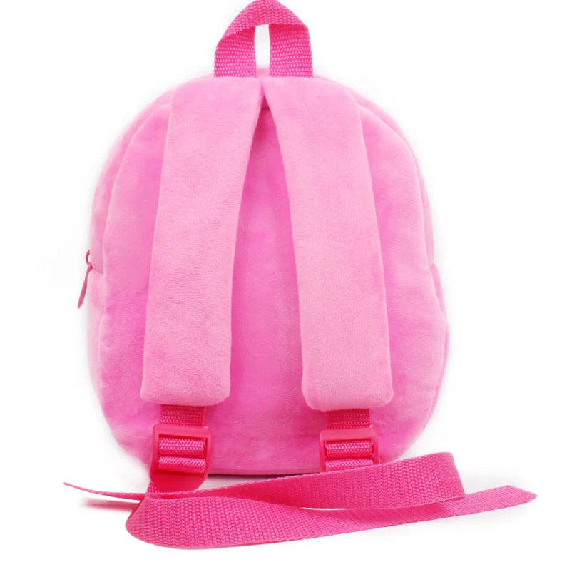 Pink cartoon design toddler backpack with adjustable straps for children aged 1-2 years