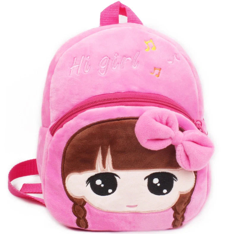 Pink cartoon design toddler backpack with adjustable straps for children aged 1-2 years