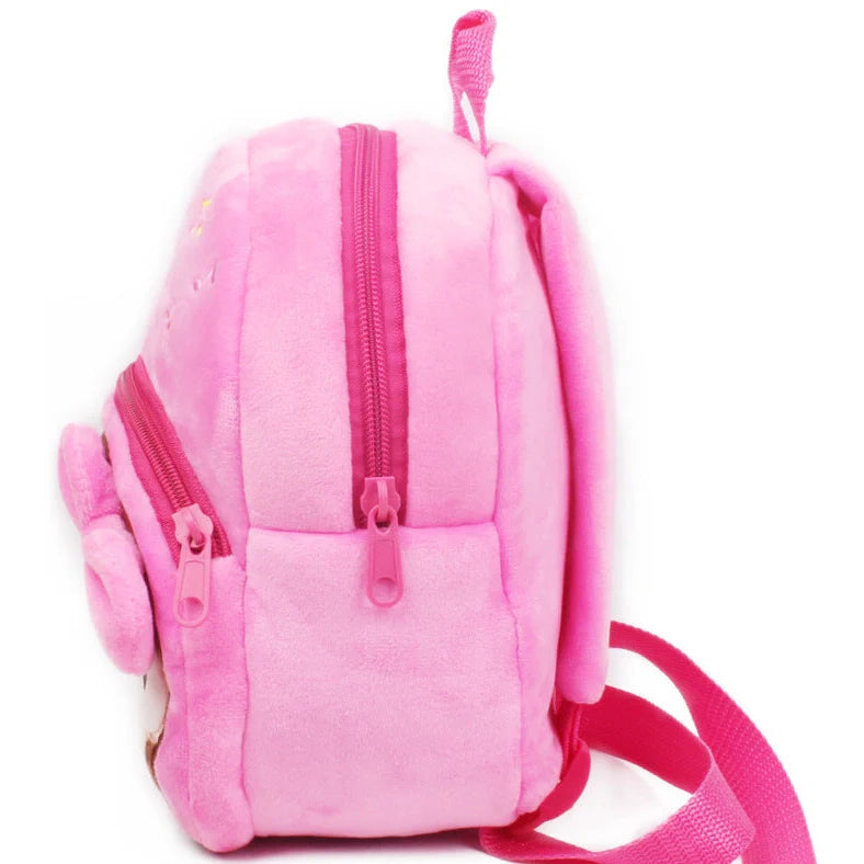Pink cartoon design toddler backpack with adjustable straps for children aged 1-2 years