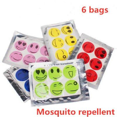 Summer Smile Mosquito Sticker 6-Pack in random colors, non-toxic mosquito repellent