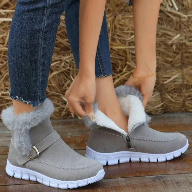 Cozy winter ankle boots with plush lining, suede uppers, and rubber soles for women