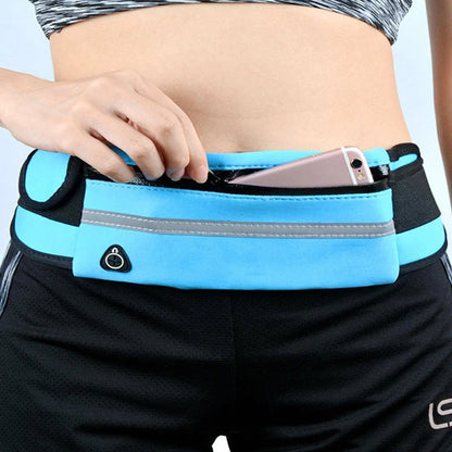 Slim nylon fitness waist bag with zippered pocket in various colors for running and gym