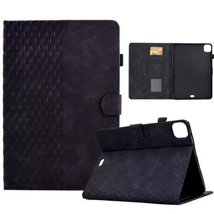 Diamond frosted leather iPad Pro 11 case with built-in card holder slots shown open.
