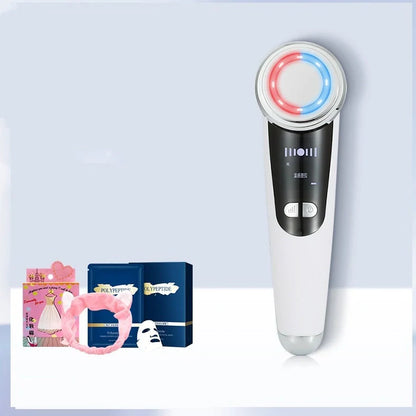 Photon facial massage device with red-blue light therapy, 166mm compact design