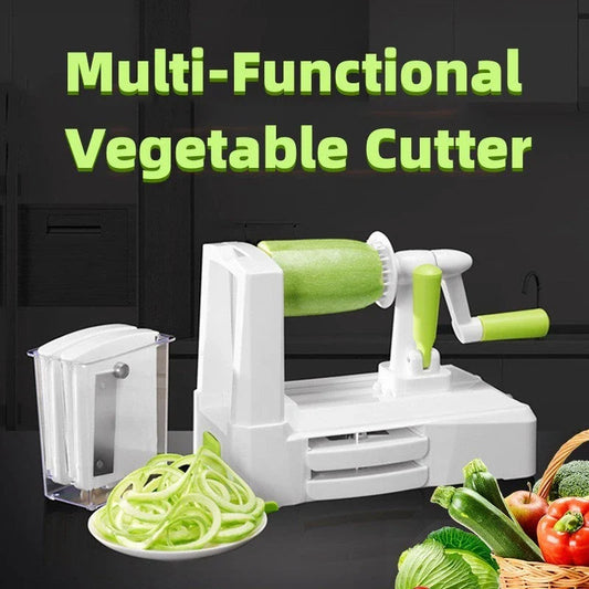 Versatile kitchen vegetable cutter with interchangeable stainless steel blades for effortless slicing, dicing, and shredding of produce